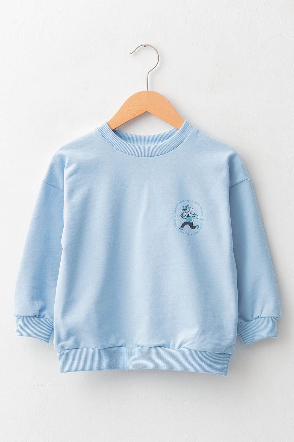 LC WAIKIKI, Bluza sport cu decolteu rotund, din bumbac, Albastru azur