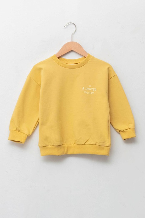 LC WAIKIKI, Bluza sport cu decolteu rotund, din bumbac, Galben, 80-86 CM