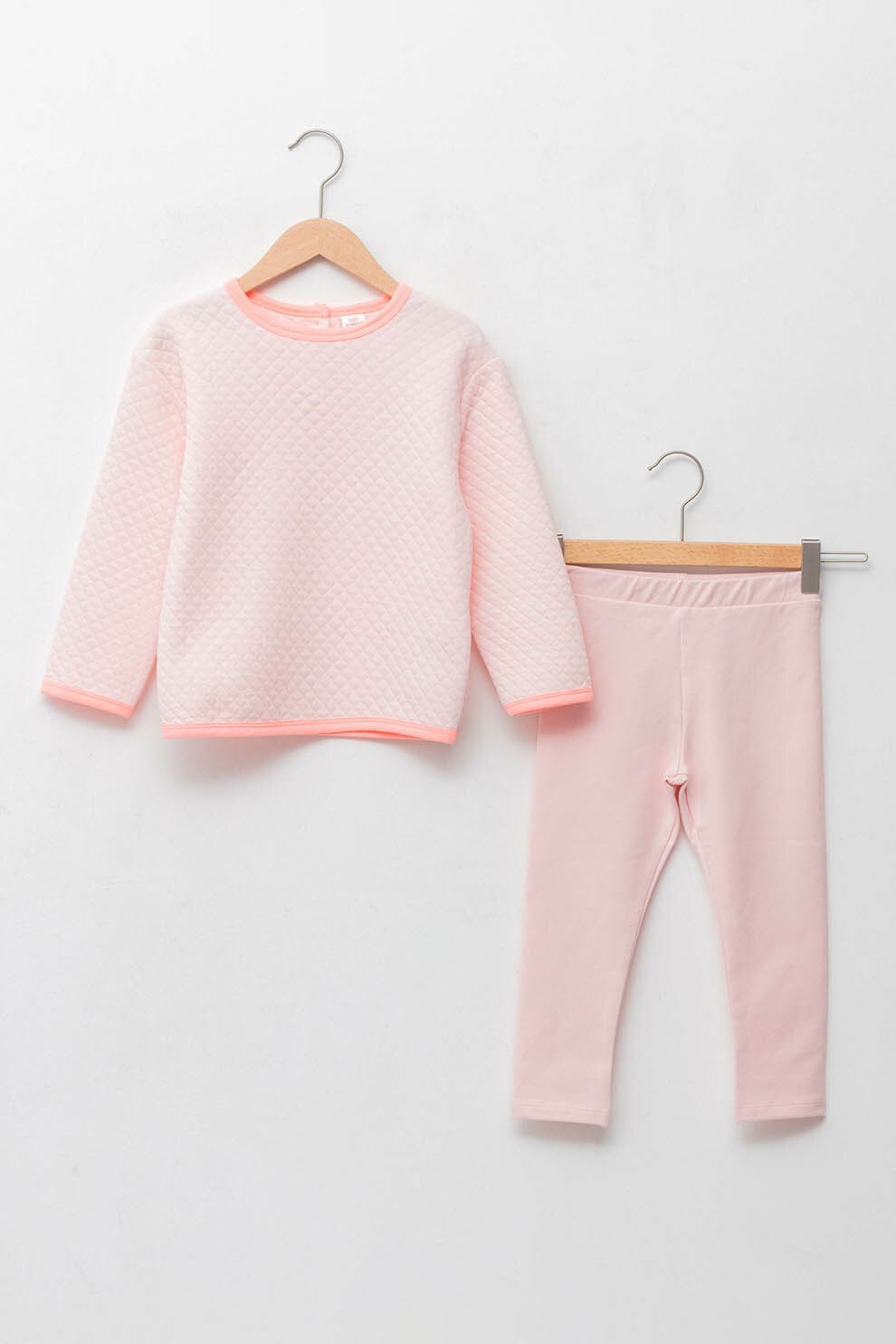 LC WAIKIKI, Set de bluza matlasata si colanti, Roz pastel