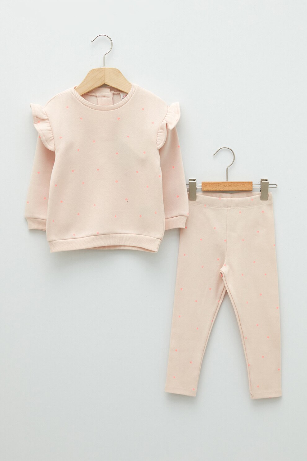 LC WAIKIKI, Set de bluza si pantaloni cu buline, Bej