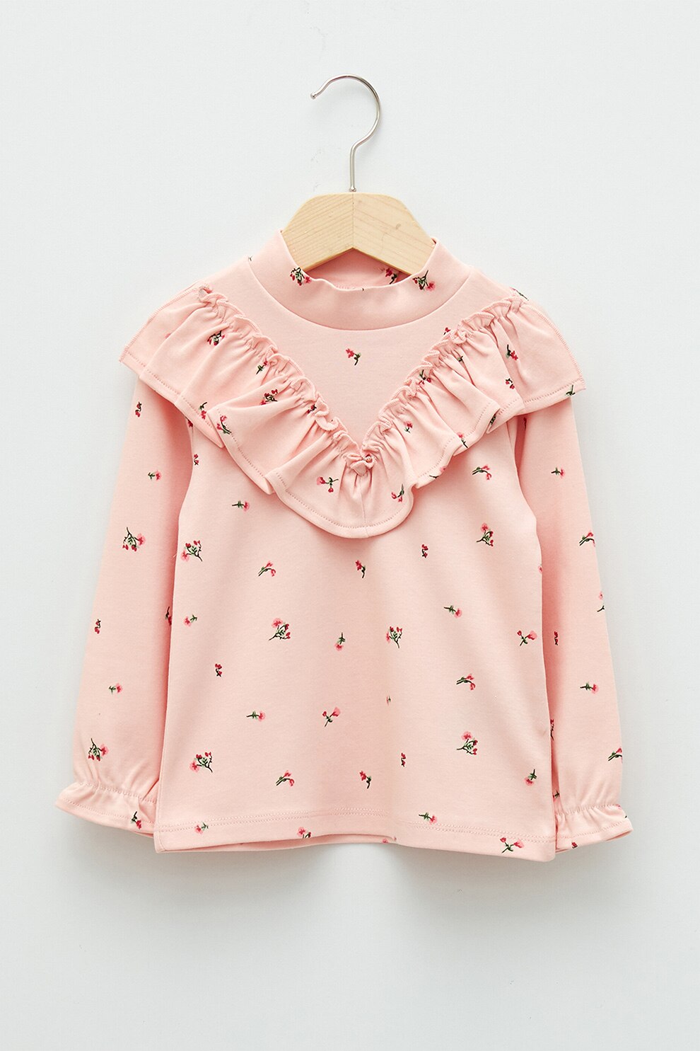 LC WAIKIKI, Bluza cu imprimeu floral si volane, Roz