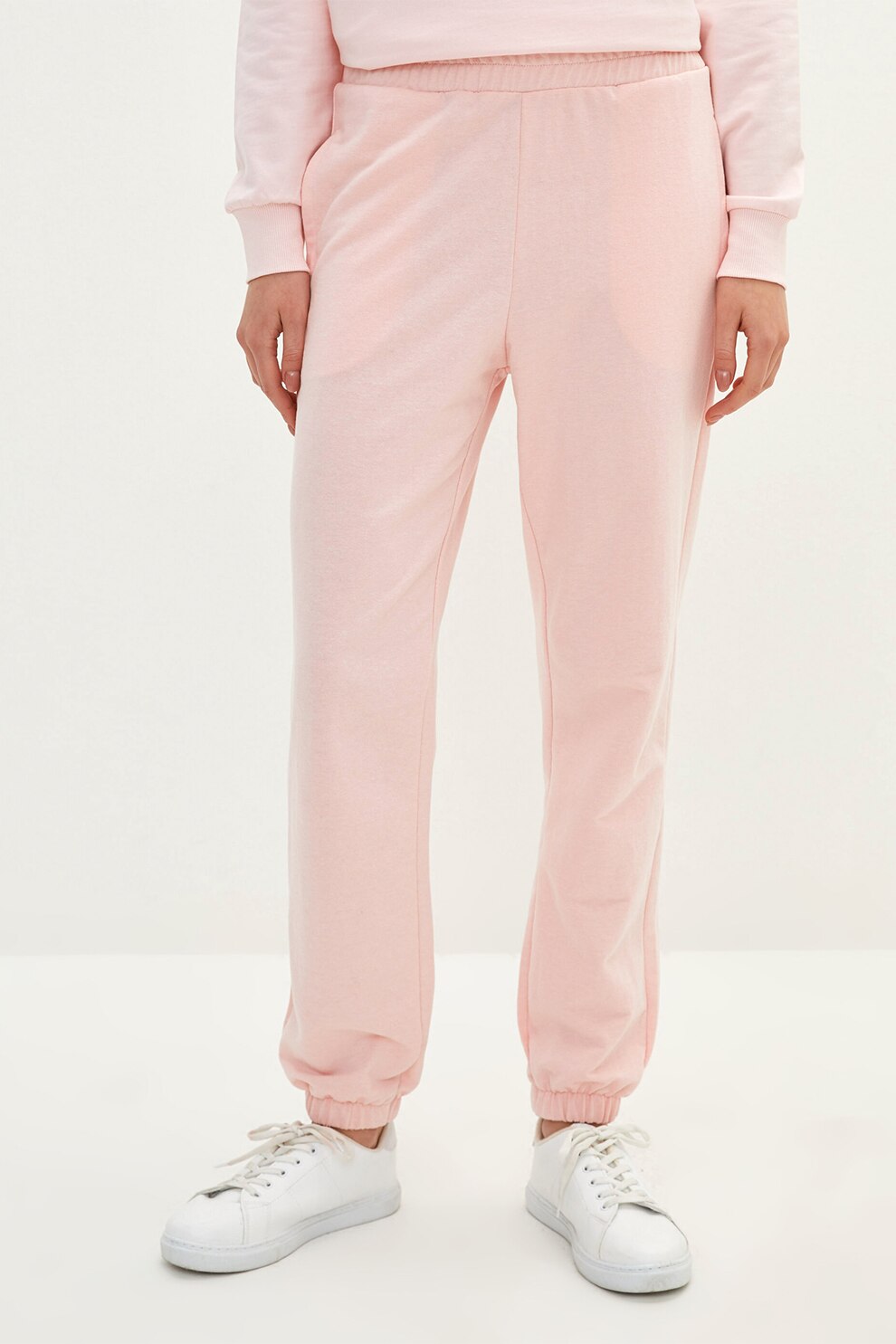 LC WAIKIKI, Pantaloni sport cu talie elastica si bzuunare, Roz pal