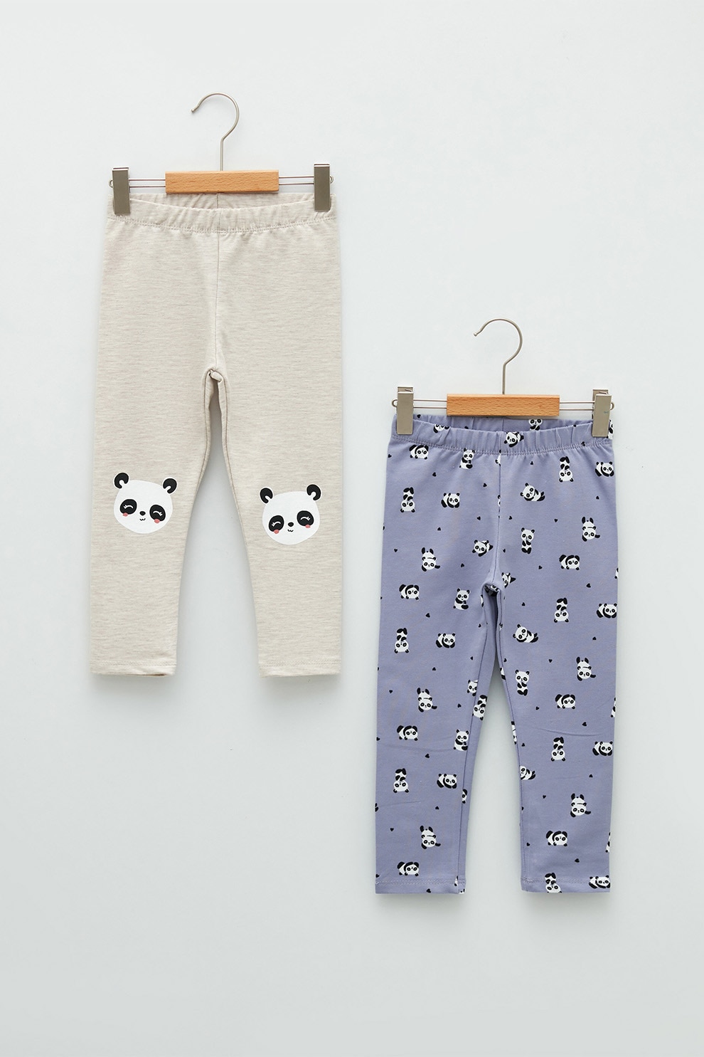 LC WAIKIKI, Set de colanti cu panda - 2 perechi, Lila/Bej