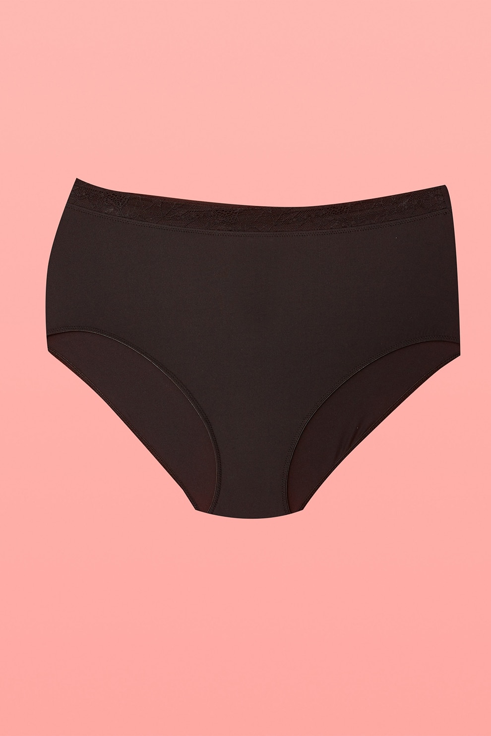 LC WAIKIKI, Chiloti cu talie inalta si insertii de dantela, Negru