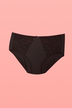 LC WAIKIKI, Chiloti cu talie inalta si insertii de dantela, Negru LC WAIKIKI, Chiloti cu talie inalta si insertii de dantela, Negru
