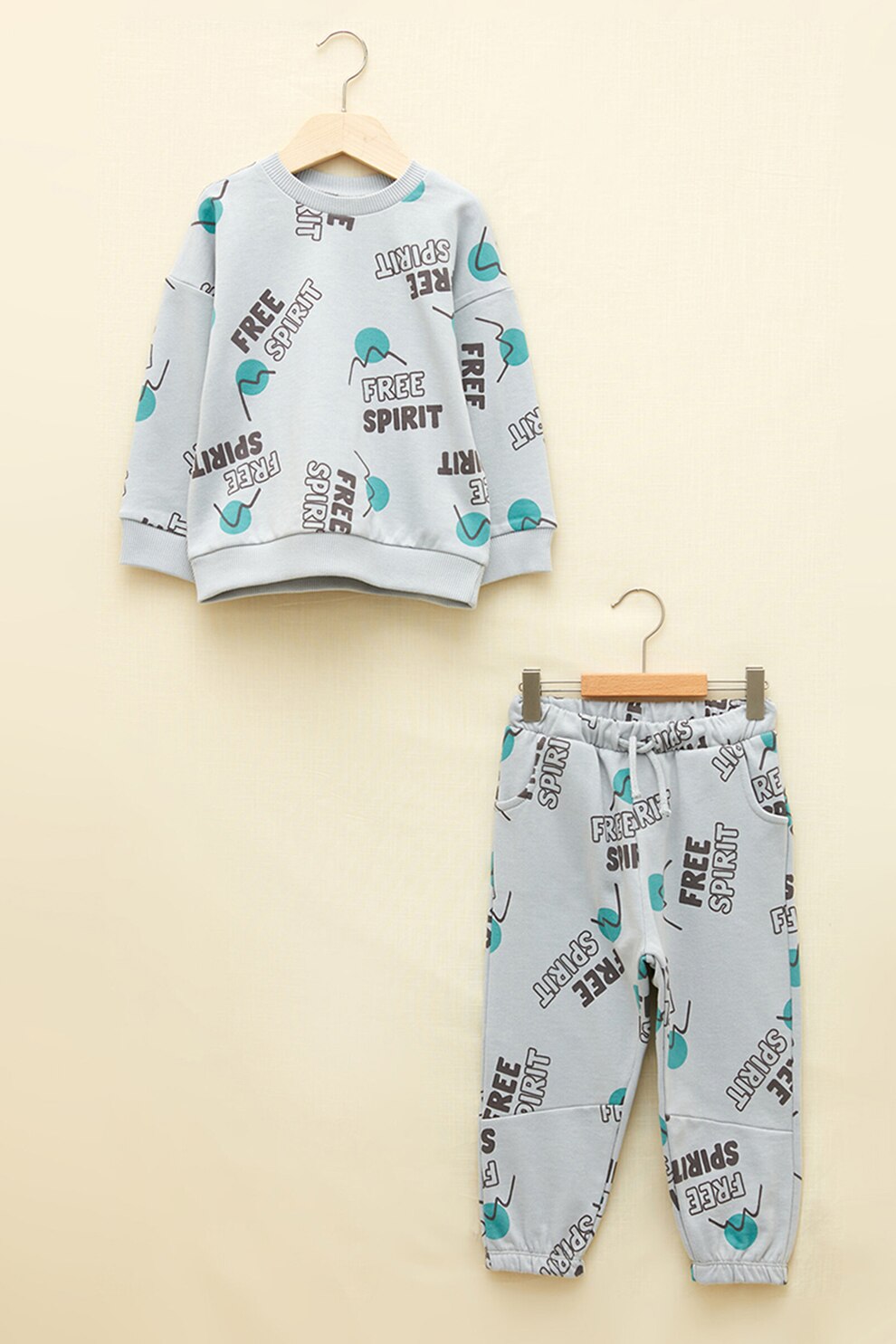 LC WAIKIKI, Trening de bumbac cu imprimeu, Albastru lavanda/Verde persan/Negru