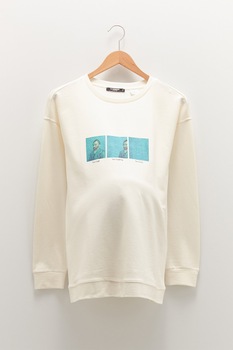 LC WAIKIKI, Bluza sport cu imprimeu grafic, pentru gravide, Crem LC WAIKIKI, Bluza sport cu imprimeu grafic, pentru gravide, Crem