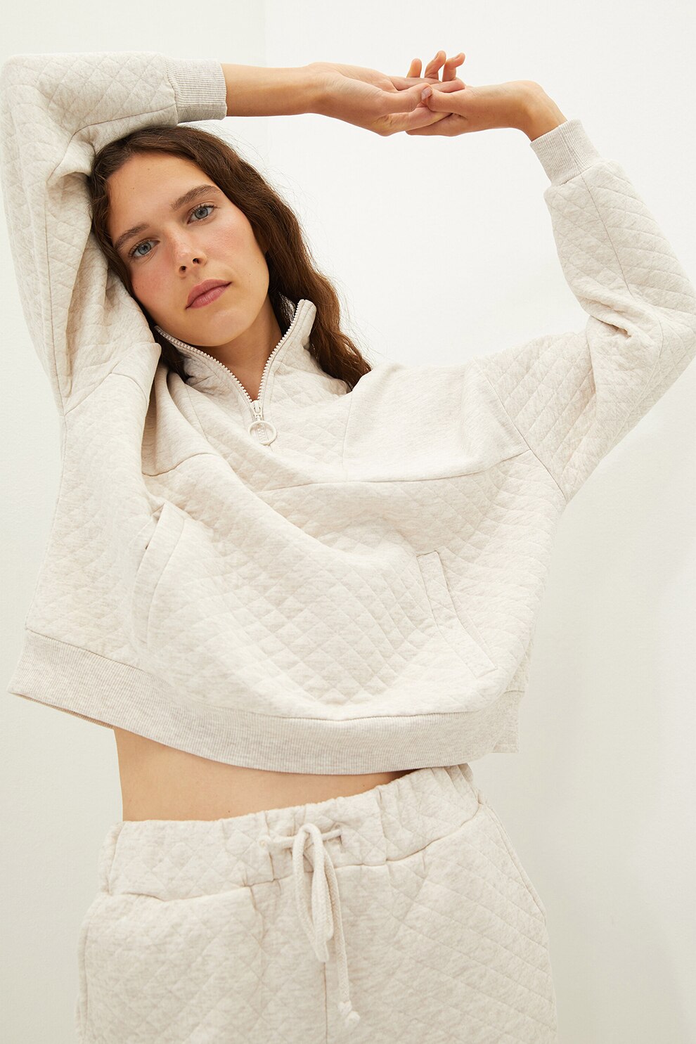 LC WAIKIKI, Bluza sport lejera cu maneci cazute, Alb prafuit