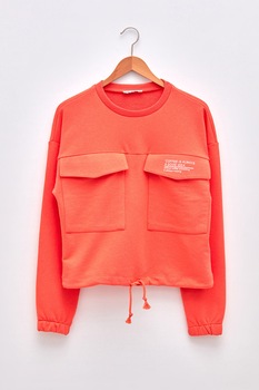 LC WAIKIKI, Bluza sport din amestec de bumbac cu buzunare cu clapa, Oranj mandarina LC WAIKIKI, Bluza sport din amestec de bumbac cu buzunare cu clapa, Oranj mandarina