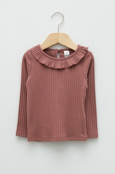 LC WAIKIKI, Bluza striata cu volane, Rosu stins LC WAIKIKI, Bluza striata cu volane, Rosu stins