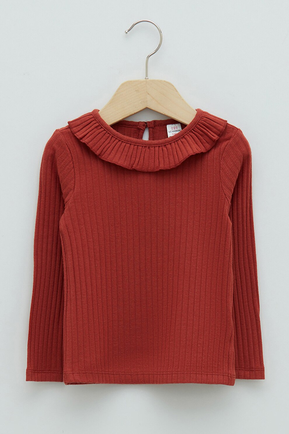 LC WAIKIKI, Bluza striata cu volane, Visiniu