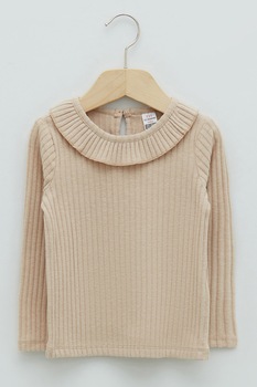 LC WAIKIKI, Bluza striata cu volane, Maro nisip LC WAIKIKI, Bluza striata cu volane, Maro nisip