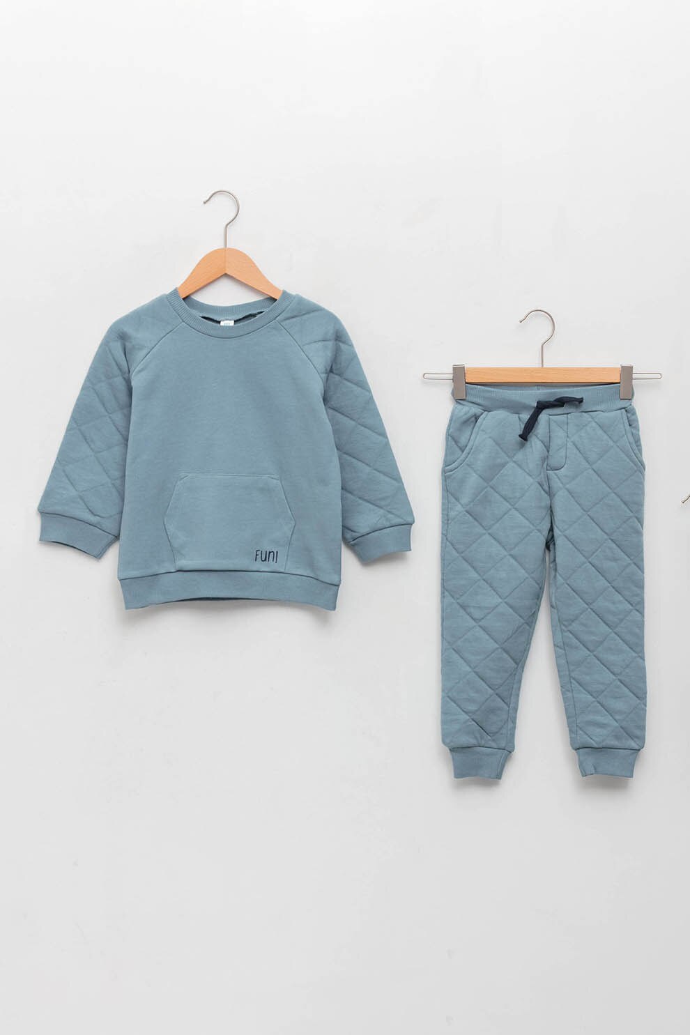 LC WAIKIKI, Set de bluza sport si pantaloni sport cu aspect matlasat - 2 piese, Albastru lavanda