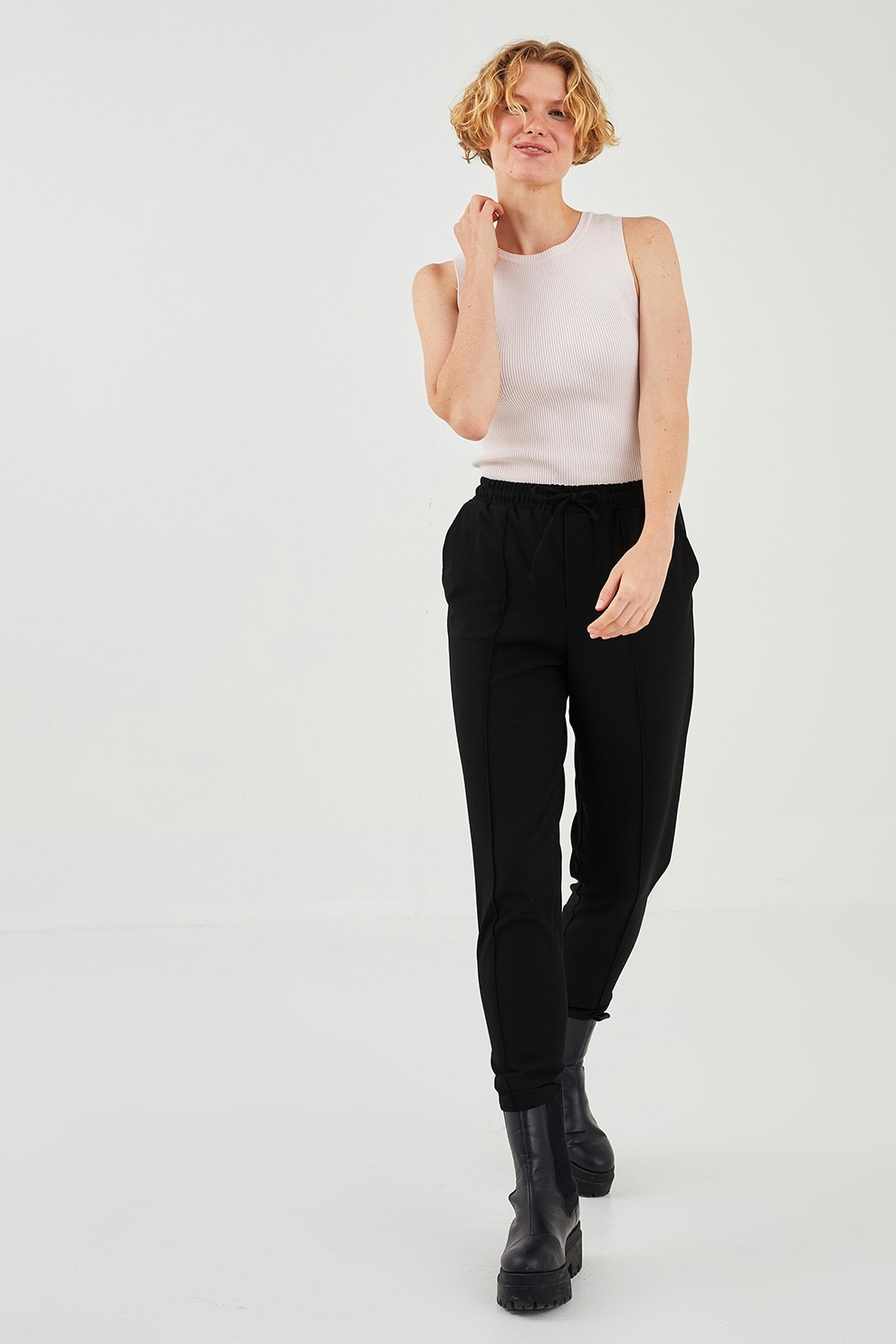 LC WAIKIKI, Pantaloni cu snur in talie, Negru