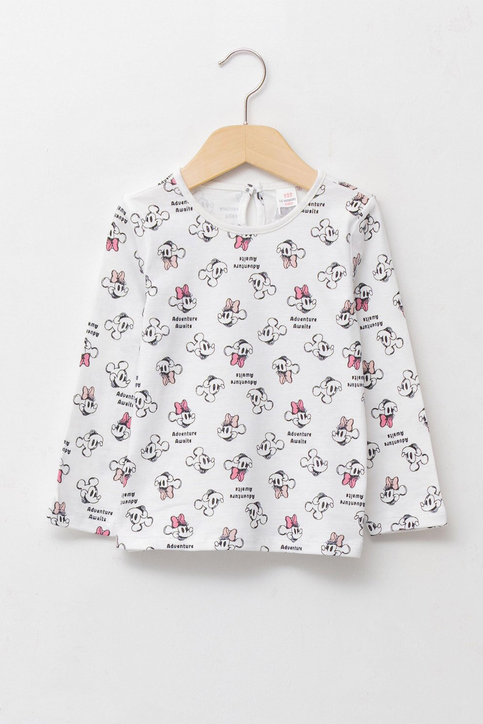 LC WAIKIKI, Bluza de bumbac cu desene, Alb/Negru/Roz