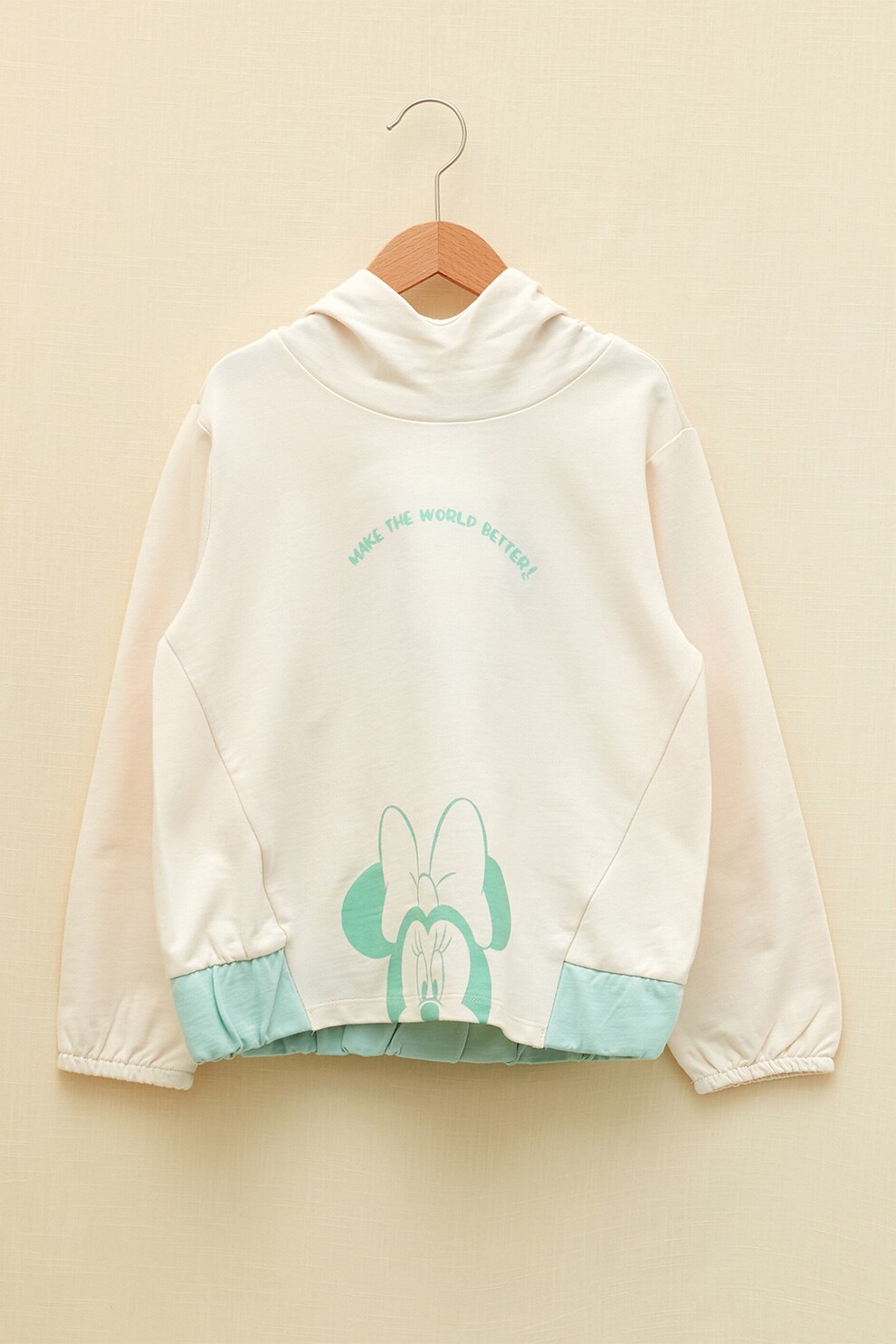 LC WAIKIKI, Hanorac cu imprimeu si maneci cazute, Crem/Turcoaz