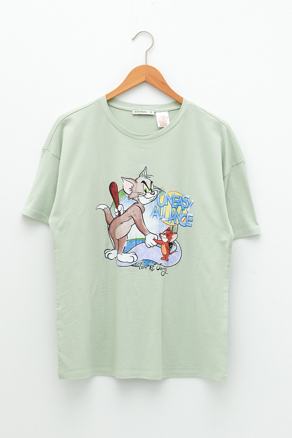 LC WAIKIKI, Tricou cu imprimeu si maneci cazute, Verde pal