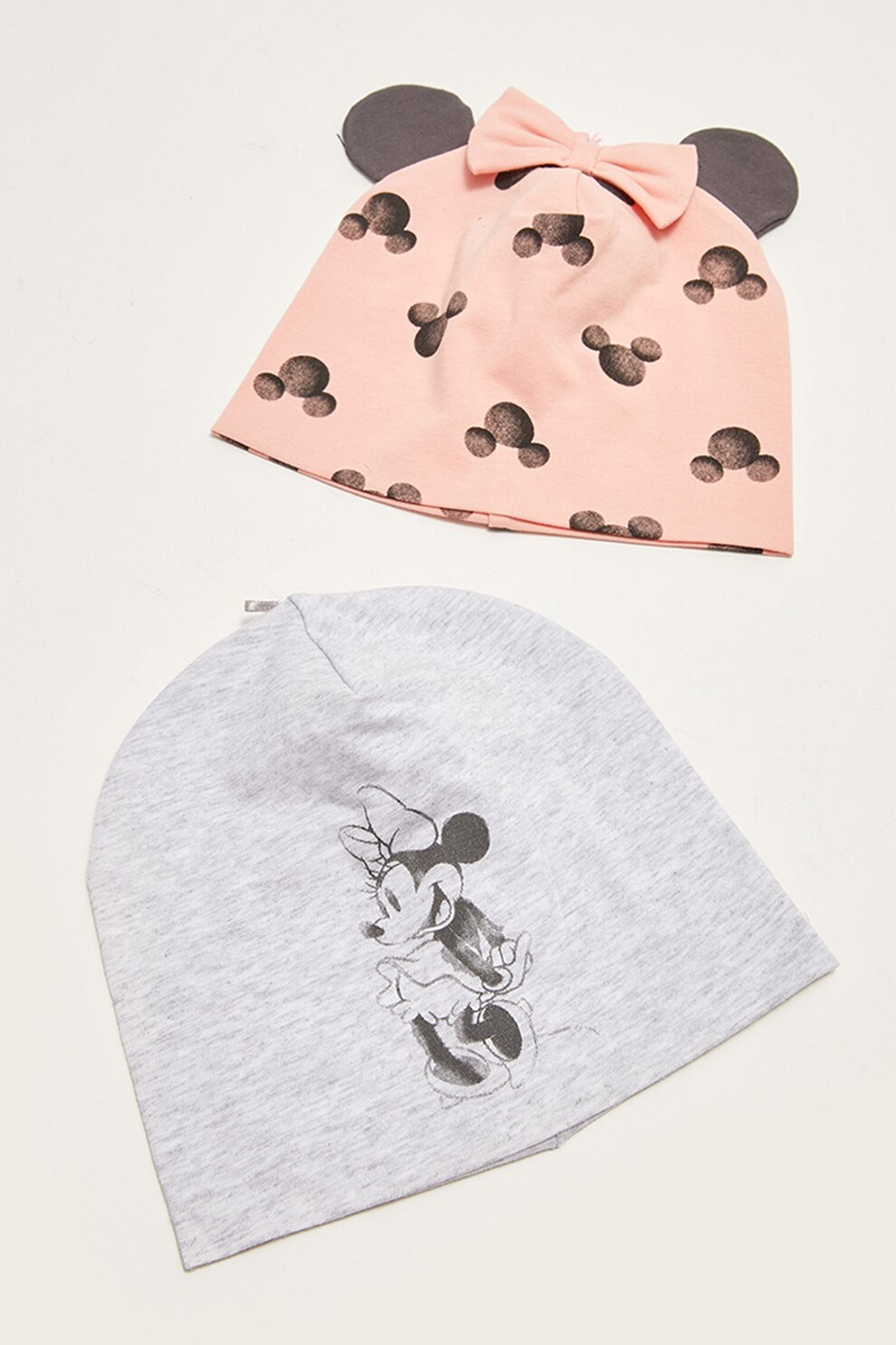 LC WAIKIKI, Set de caciuli din ameste de bumbac - 2 piese, Gri/Roz piersica