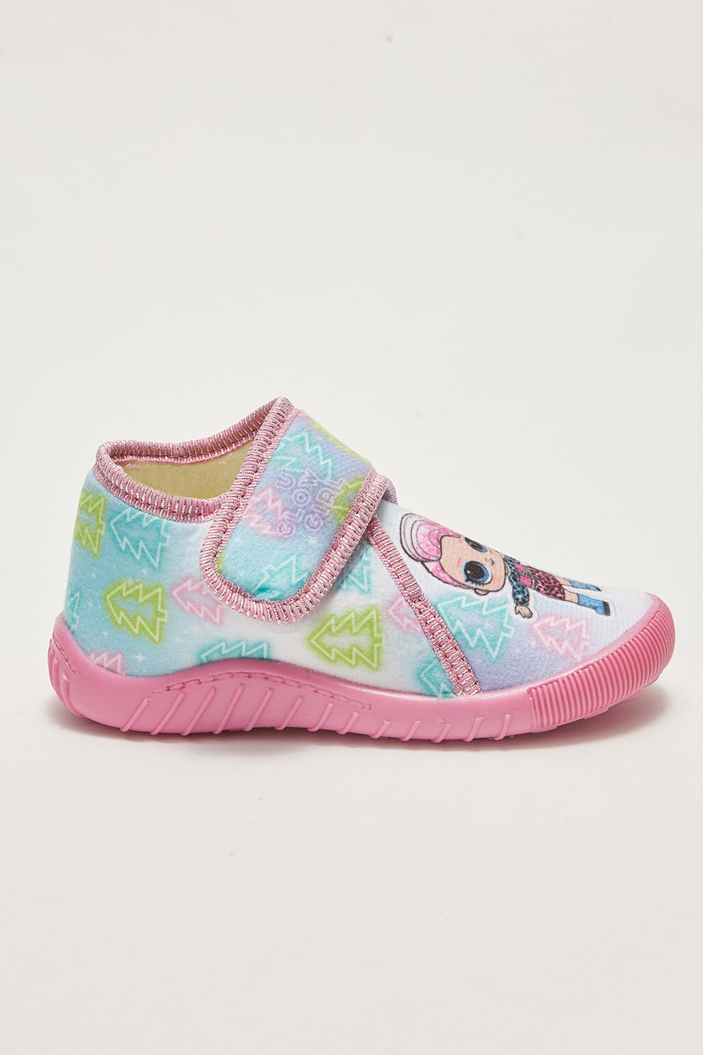 LC WAIKIKI, Tenisi mid-high cu velcro si imprimeu cu papusa, Roz pastel/alb/albastru pastel