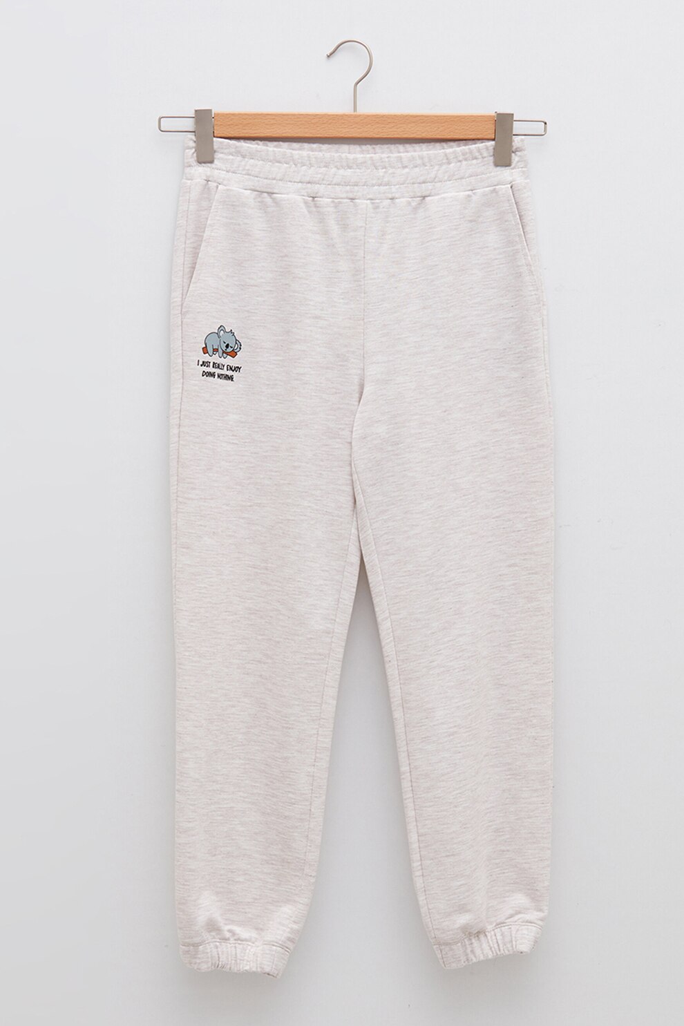 LC WAIKIKI, Pantaloni sport cu imprimeu grafic discret, Gri deschis melange