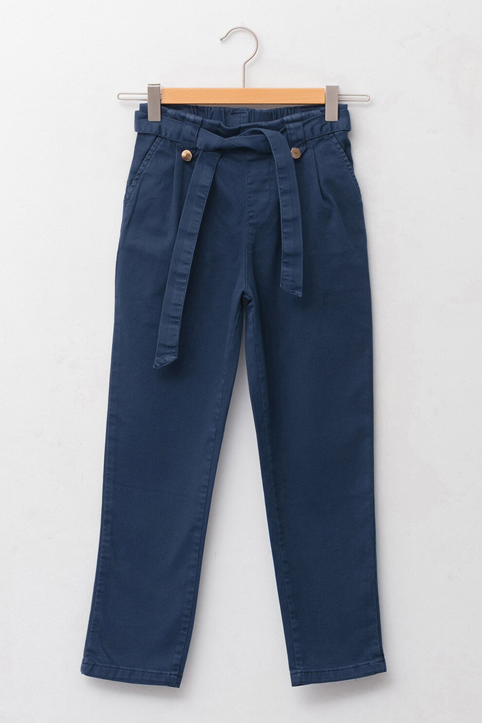 LC WAIKIKI, Pantaloni cu talie inalta si cordon in talie, Bleumarin