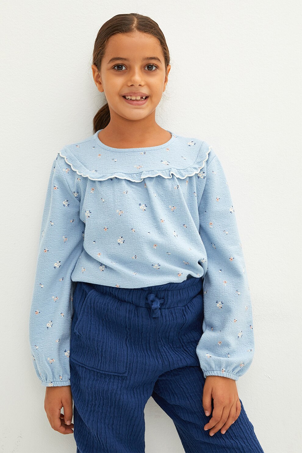 LC WAIKIKI, Bluza cu imprimeu floral, Albastru deschis