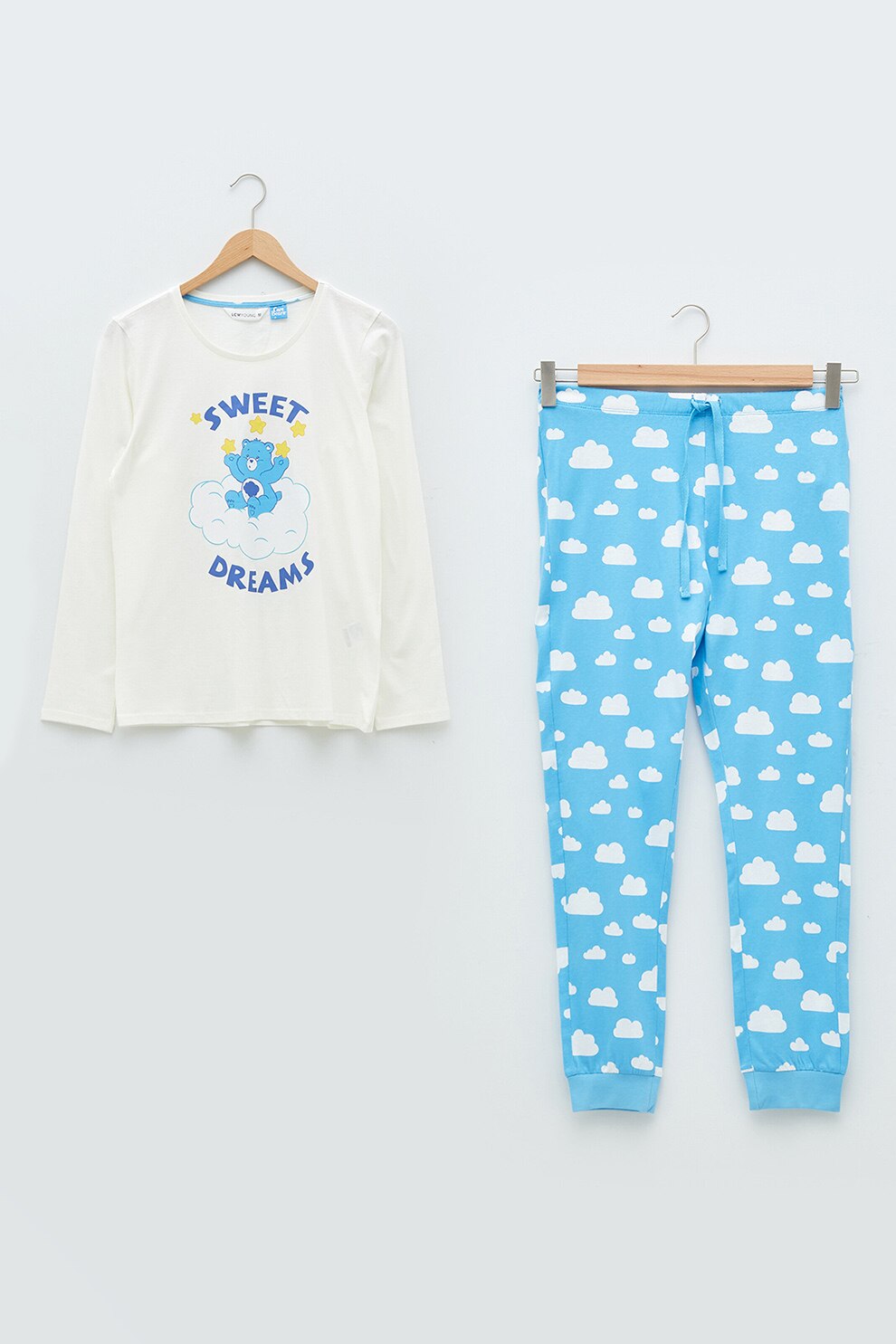 LC WAIKIKI, Pijama lunga cu imprimeu tematic Care Bears, Albastru/Alb, S