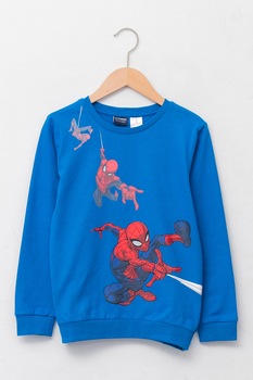 LC WAIKIKI, Bluza sport din amestec de bumbac cu imprimeu cu desene, Albastru royal/Rosu, 128 CM LC WAIKIKI, Bluza sport din amestec de bumbac cu imprimeu cu desene, Albastru royal/Rosu, 128 CM