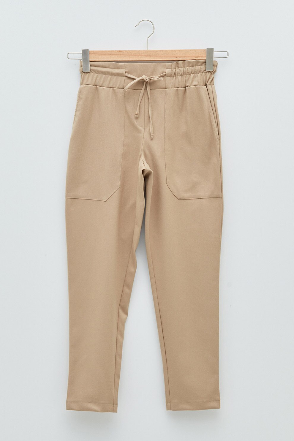 LC WAIKIKI, Pantaloni crop cu talie ajustabila inalta, Maro camel
