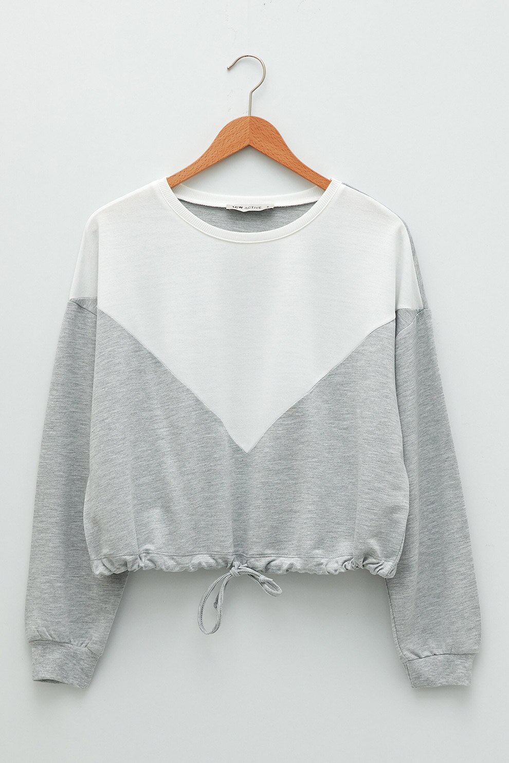 LC WAIKIKI, Bluza sport cu model colorblock, Gri melange/ Alb