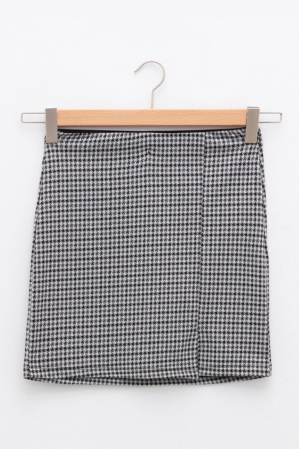 LC WAIKIKI, Fusta mini slim fit, Negru/Alb