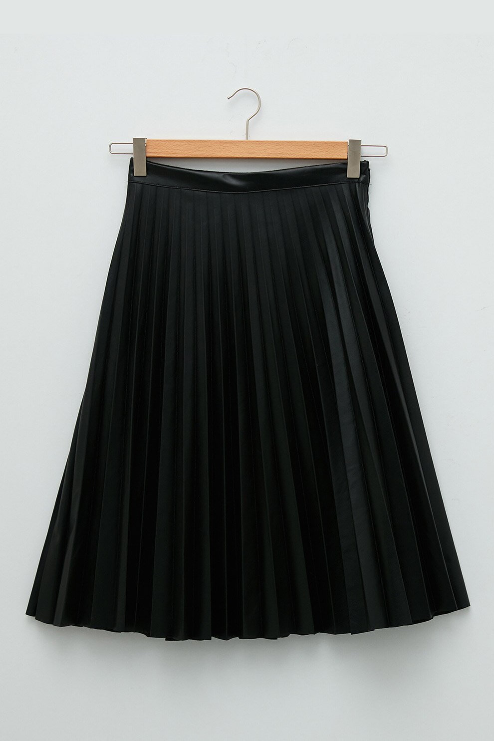 LC WAIKIKI, Fusta cu model uni si pliuri, Negru