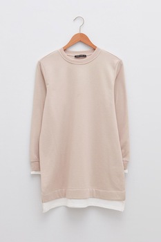 LC WAIKIKI, Bluza sport cu decolteu la baza gatului si garnituri contrastante, Roz pal LC WAIKIKI, Bluza sport cu decolteu la baza gatului si garnituri contrastante, Roz pal