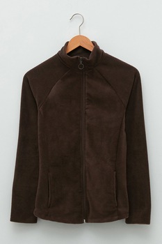 LC WAIKIKI, Bluza sport de fleece cu fermoar, Maro inchis LC WAIKIKI, Bluza sport de fleece cu fermoar, Maro inchis