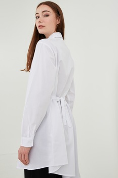 LC WAIKIKI, Camasa asimetrica cu un cordon detasabil, Alb optic LC WAIKIKI, Camasa asimetrica cu un cordon detasabil, Alb optic