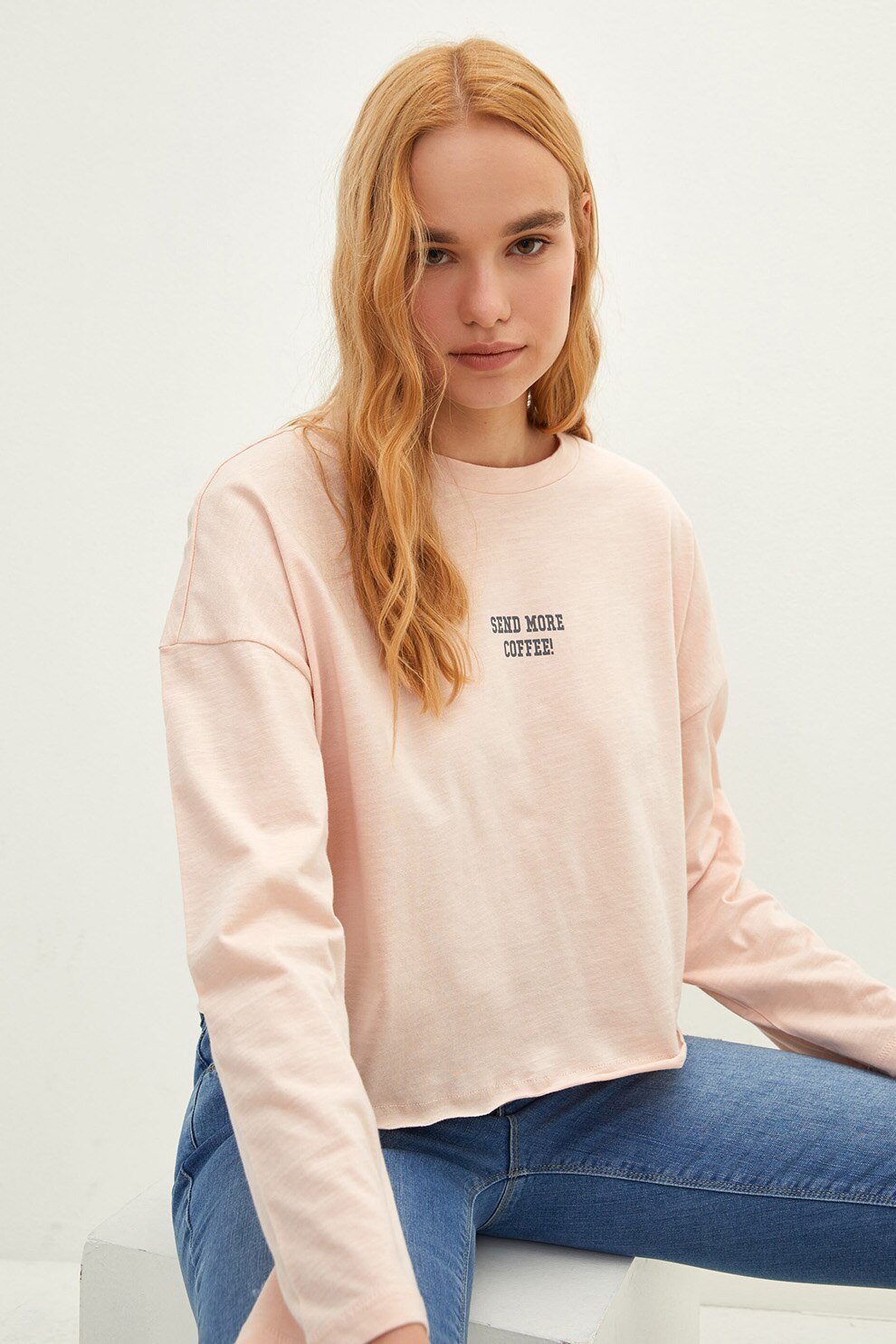 LC WAIKIKI, Bluza cu maneci cazute, Roz pastel