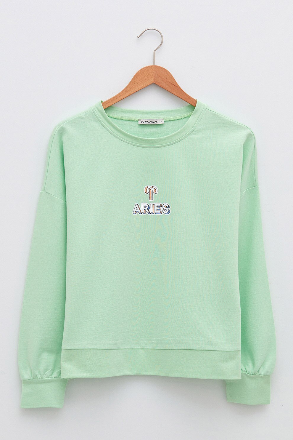 LC WAIKIKI, Bluza sport cu maneci cazute si decolteu la baza gatului, Verde menta/Alb