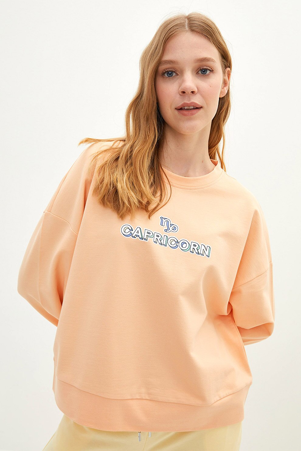 LC WAIKIKI, Bluza sport cu maneci cazute si decolteu la baza gatului, Portocaliu/Albastru