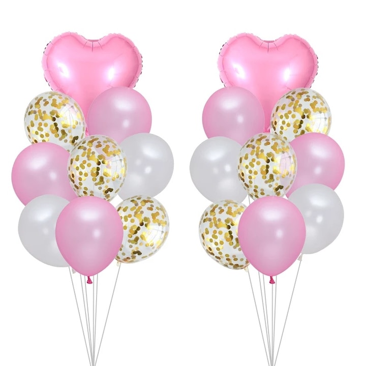 Комплект от 20 балона за рожден ден, розово/златно, време е за парти