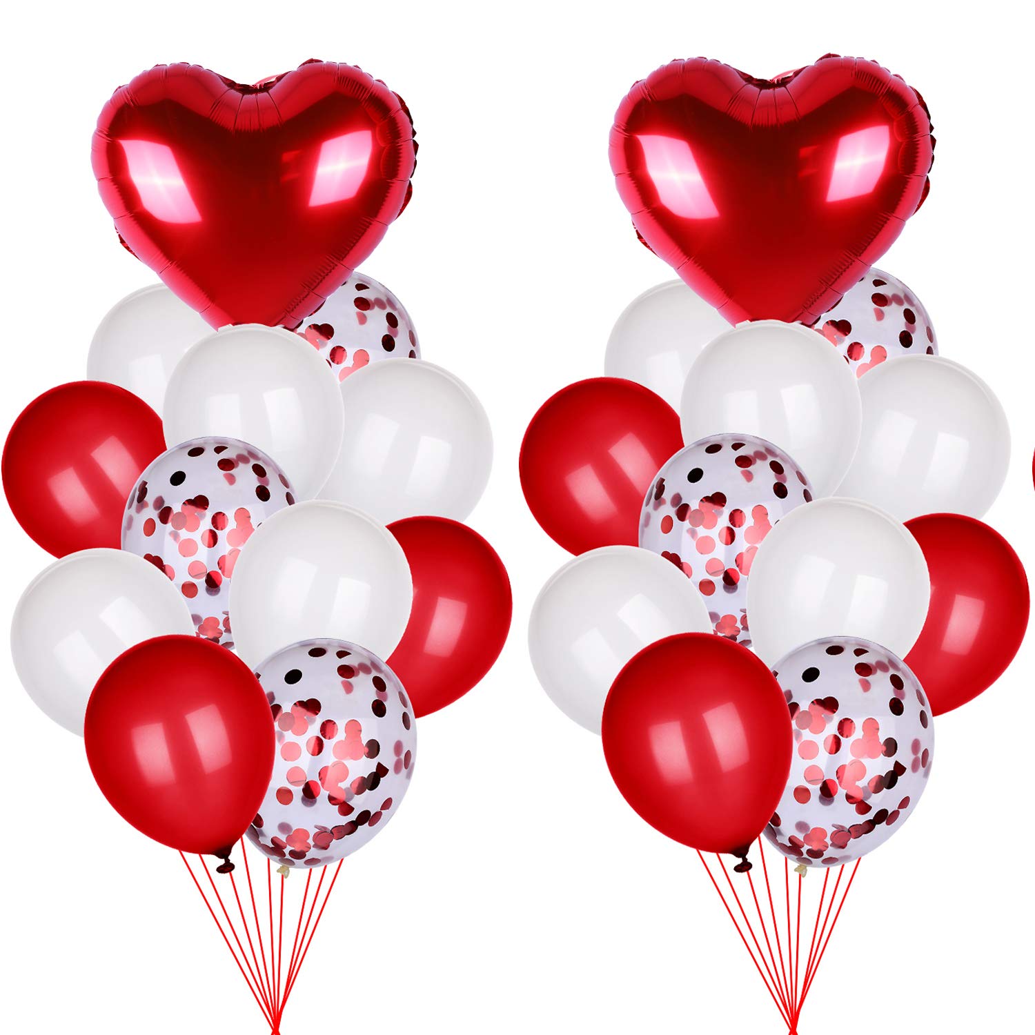 Set 20 Baloane Aniversare, Rosu / Alb, It's Party Time