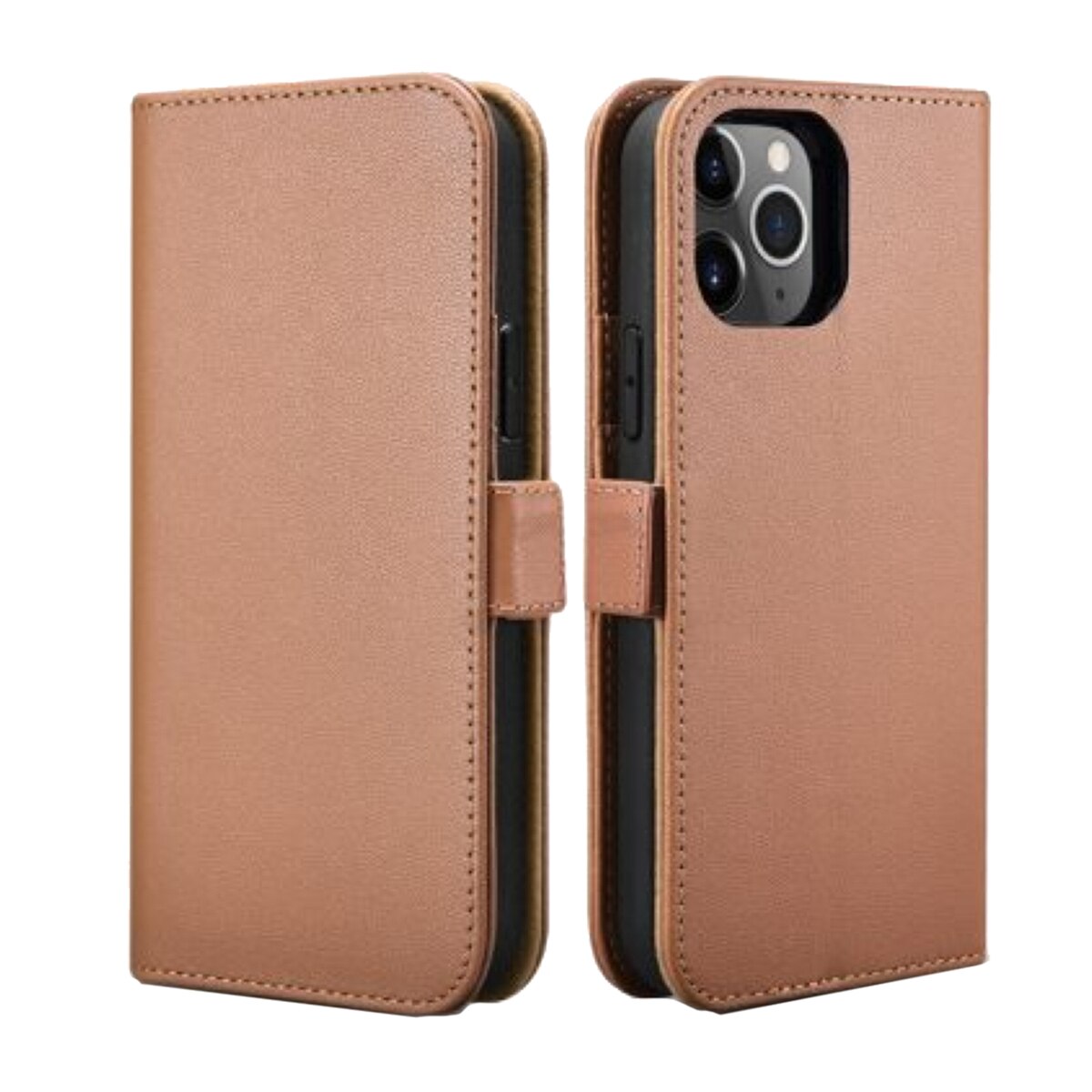 Husa carte Icarer, combatibila cu Iphone 12/12 Pro, Piele naturala, Maro