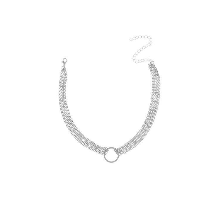 Colier O Ring la baza gatului tip CHOKER din lantisor cu inel metalic