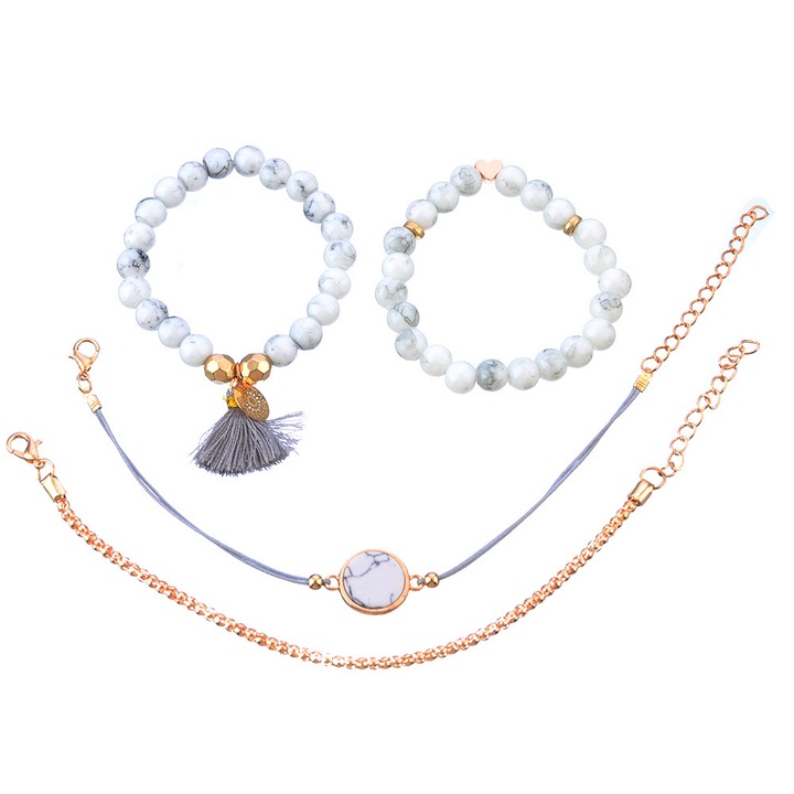 Set 4 bratari piatra lunii cu pietre albe fetetate