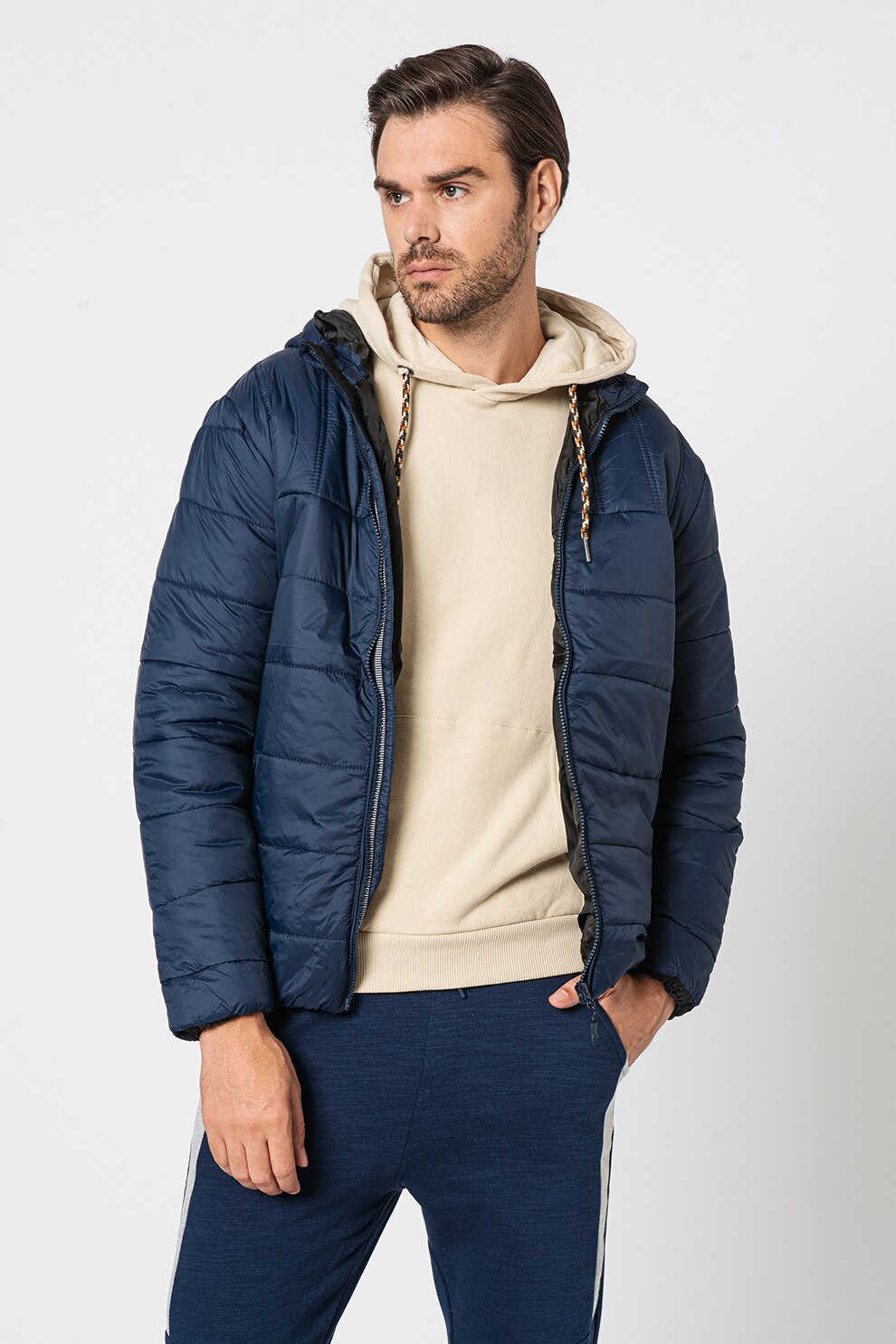 BLEND, Jacheta usora cu gluga, Bleumarin