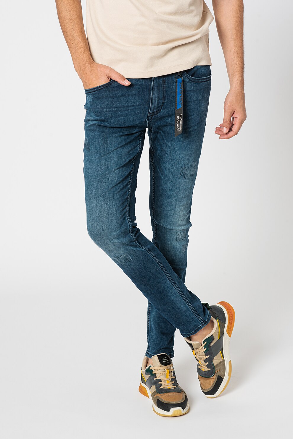 BLEND, Blugi slim fit cu 5 buzunare, Albastru inchis