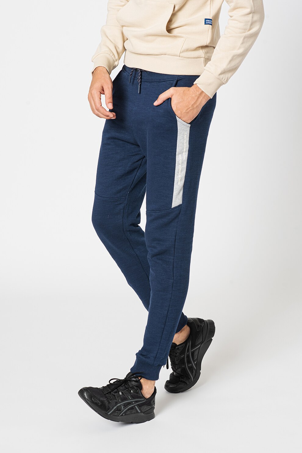 BLEND, Pantaloni sport cu talie ajustabila, Albastru inchis