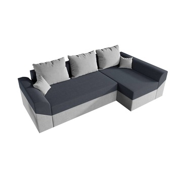 Coltar Cali, extensibil, cu lada depozitare, stofa, 260 x 137 cm, Gri si Gri Petrol Coltar Cali, extensibil, cu lada depozitare, stofa, 260 x 137 cm, Gri si Gri Petrol