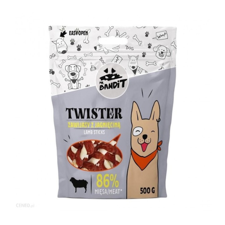 Mr. Bandit Jutalmak kutyáknak Twister bárányhússal 86%, 500g
