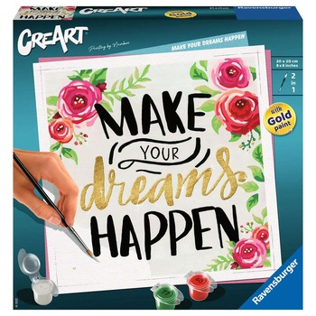 Set Ravensburger Creart, pictura pe numere - Make Your Dreams Happen, 20 x 20 cm Set Ravensburger Creart, pictura pe numere - Make Your Dreams Happen, 20 x 20 cm
