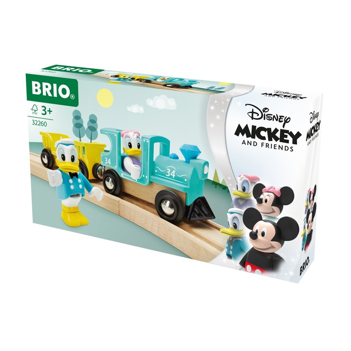 Tren din lemn Brio - Disney Mickey Mouse and Friends, Tren Donald si Daisy